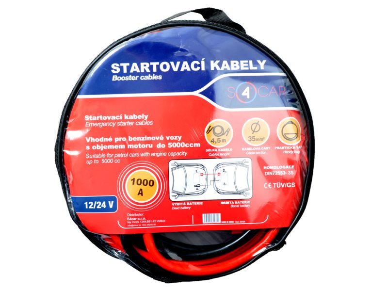 Startovací kabely 1000A, 4,5m TÜV