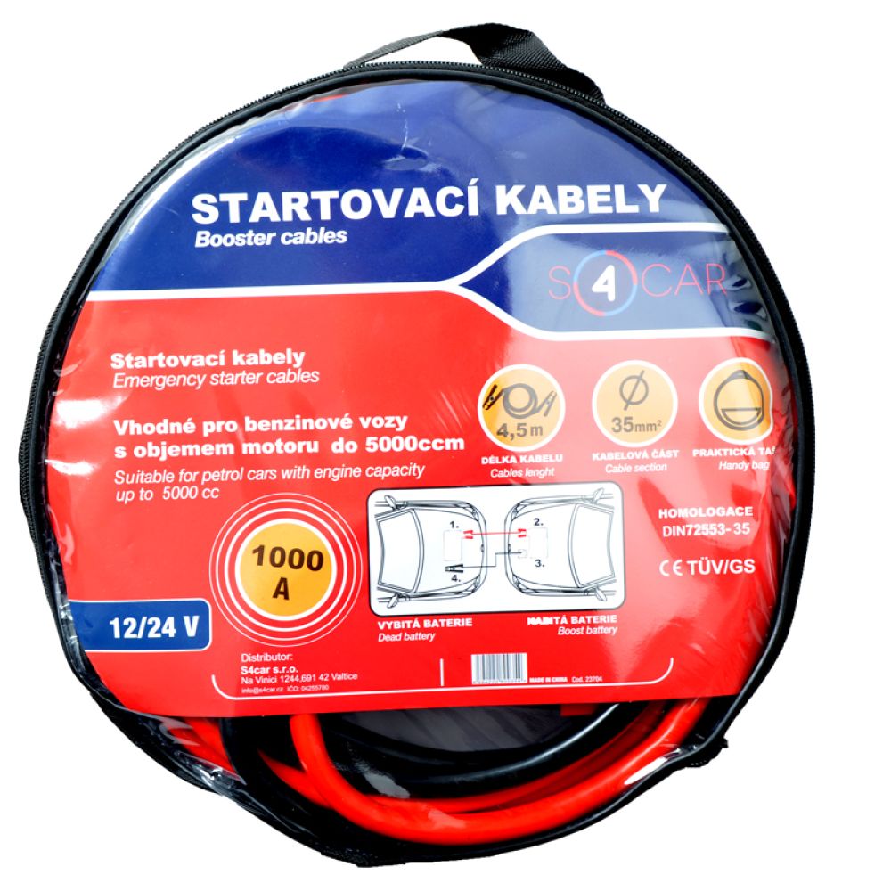 Startovací kabely 1000A, 4,5m TÜV